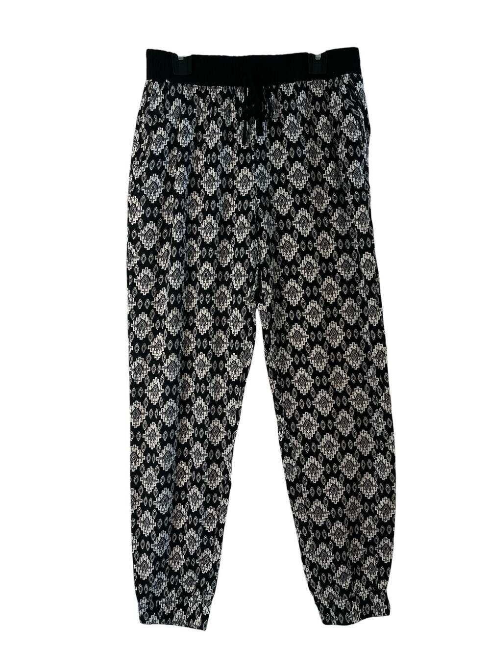 Joe B Black and White Geometric Print Jogger Pants (FB1)